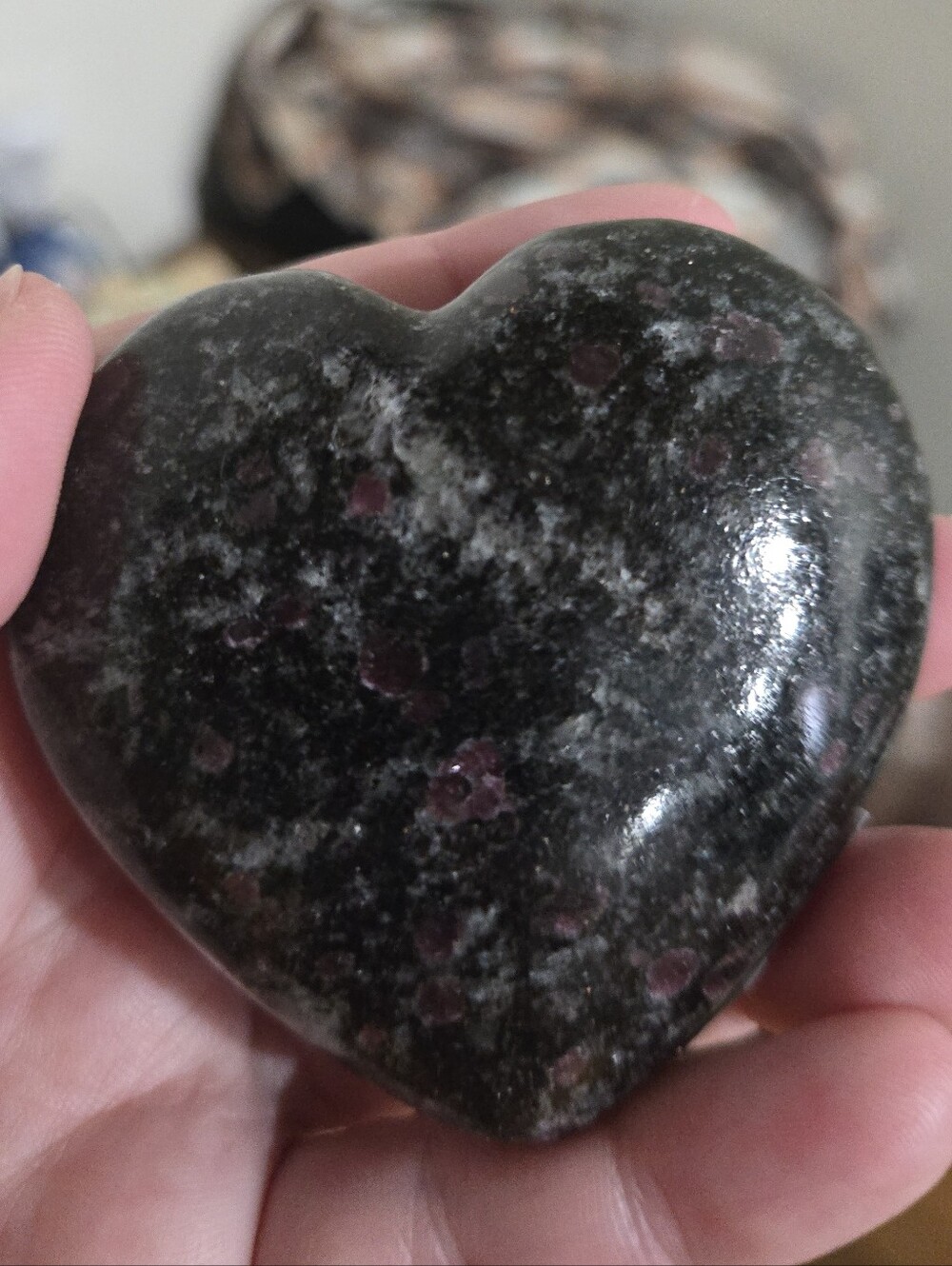 Ruby & Black Spinnel Crystal Heart Carving